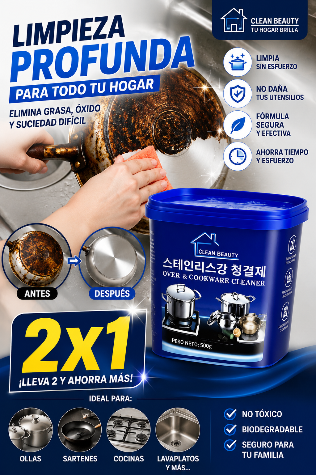 Pasta Azul Anti Grasa — Parrilla y Ollas Limpias para el 18