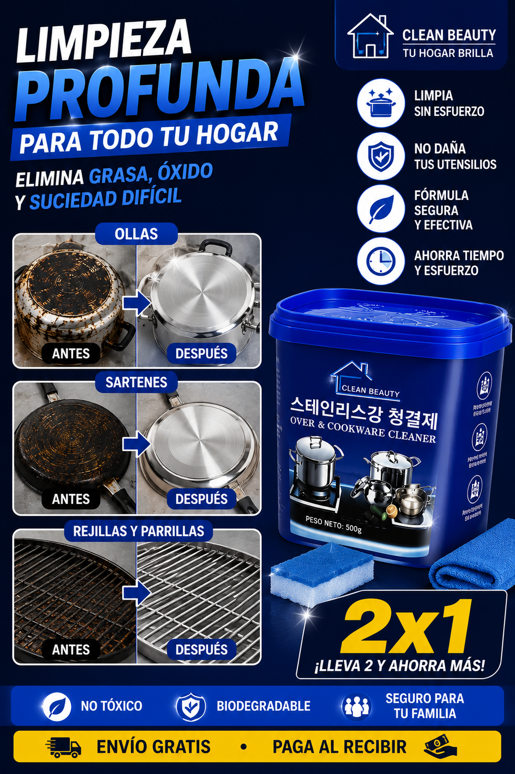 Pasta Azul Anti Grasa — Parrilla y Ollas Limpias para el 18
