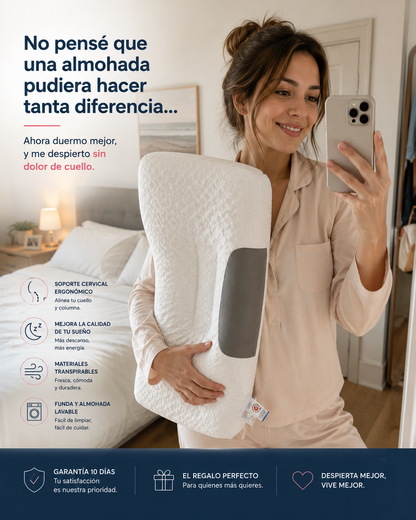 ErgoDream — Almohada Cervical Ortopédica · Despierta Sin Dolor de Cuello ni Hombros