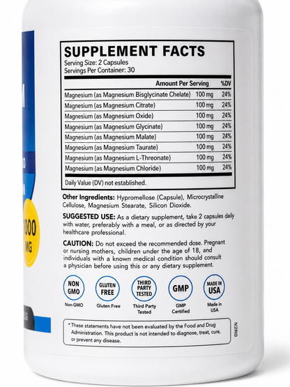 Magnesium Complex 8-en-1 · Descanso Profundo, Músculos Relajados y Energía Diaria